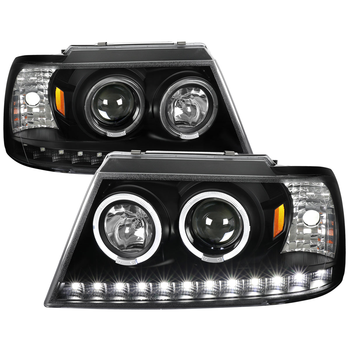 Spec-D 2002-2005 Ford Explorer Dual Halo Projector Black Headlights