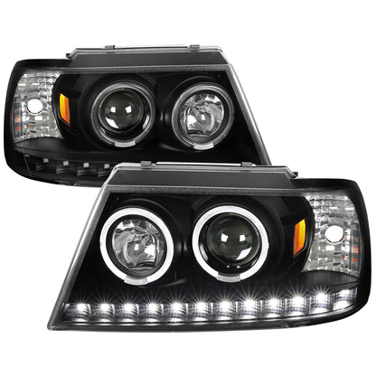 Spec-D 2002-2005 Ford Explorer Dual Halo Projector Black Headlights