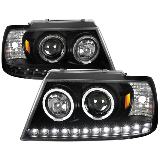 Spec-D 2002-2005 Ford Explorer Dual Halo Projector Black Headlights