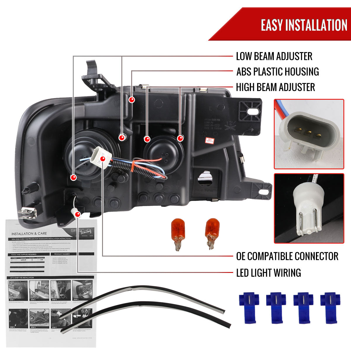 05 Ford F-150 Lincoln Mark Spec-D black headlights