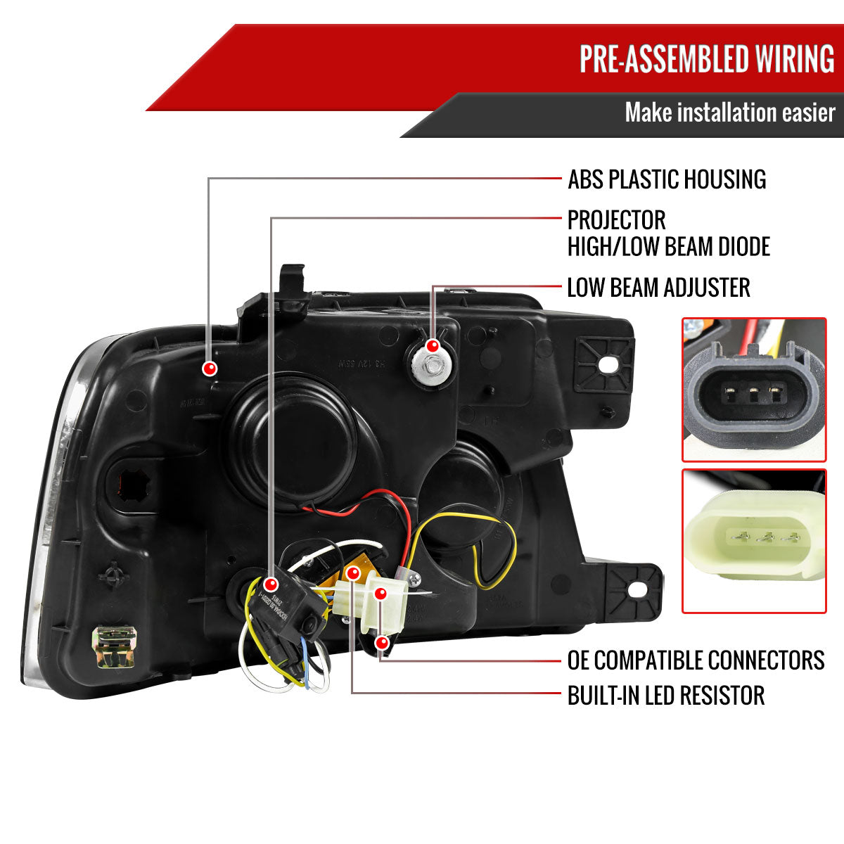 Spec-D 2004-2008 Ford F-150/ 2006-2008 Lincoln Mark LT Halo Projector LED & LED Turn Signal Lights Black Headlights