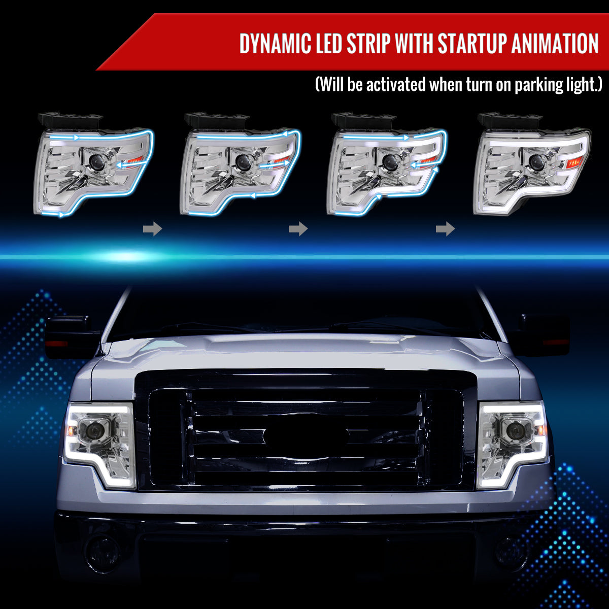 Spec-D 2011 Ford F-150 chrome sequential headlights