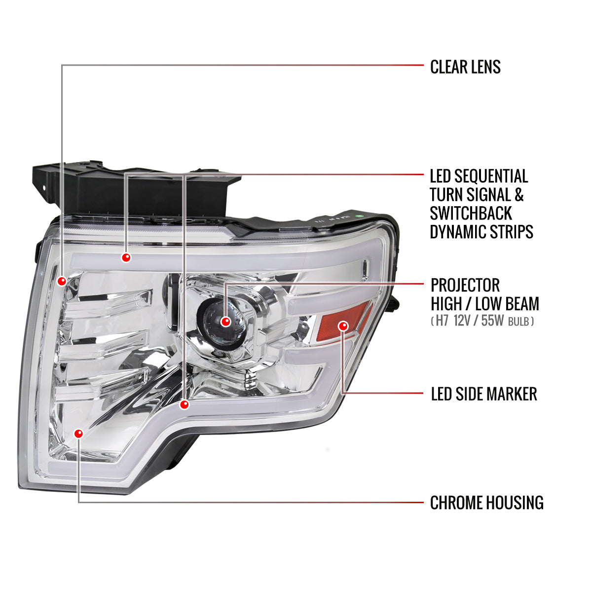 Spec-D Ford F-150 11 chrome headlights