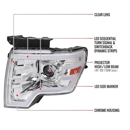 Spec-D Ford F-150 11 chrome headlights