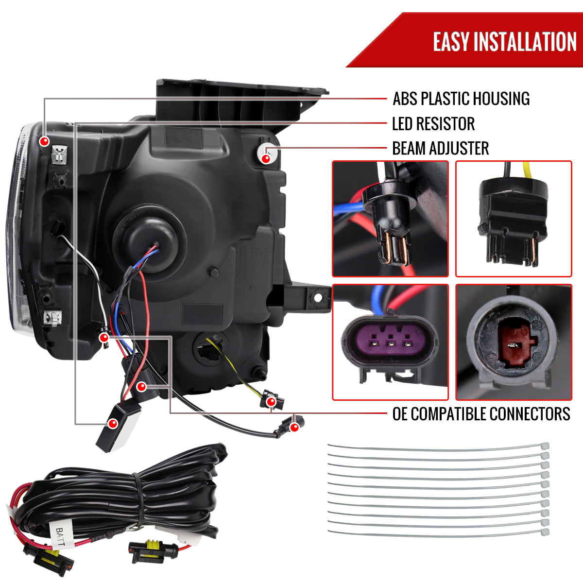 Spec-D 2009-2014 Ford F-150 Switchback Sequential LED Turn Signal Projector Black Headlights