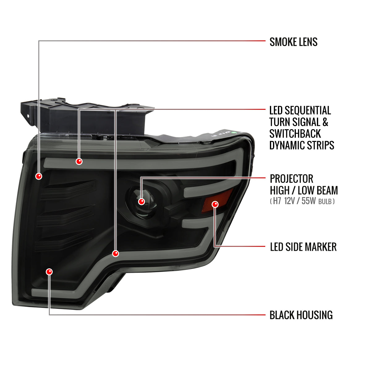 Spec-D Ford F-150 11 black headlights