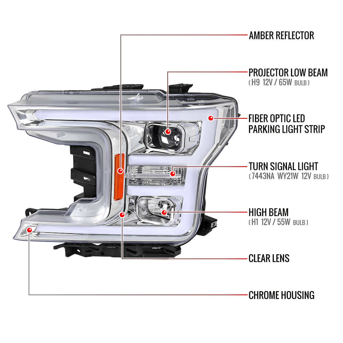 Spec-D Ford F-150 20 chrome headlights