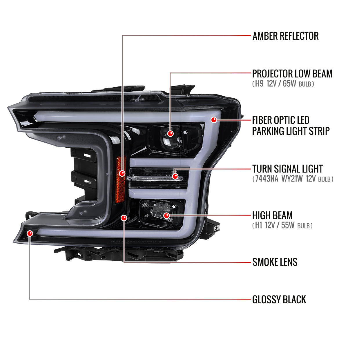 Spec-D Ford F-150 Blk 20 smoked headlights