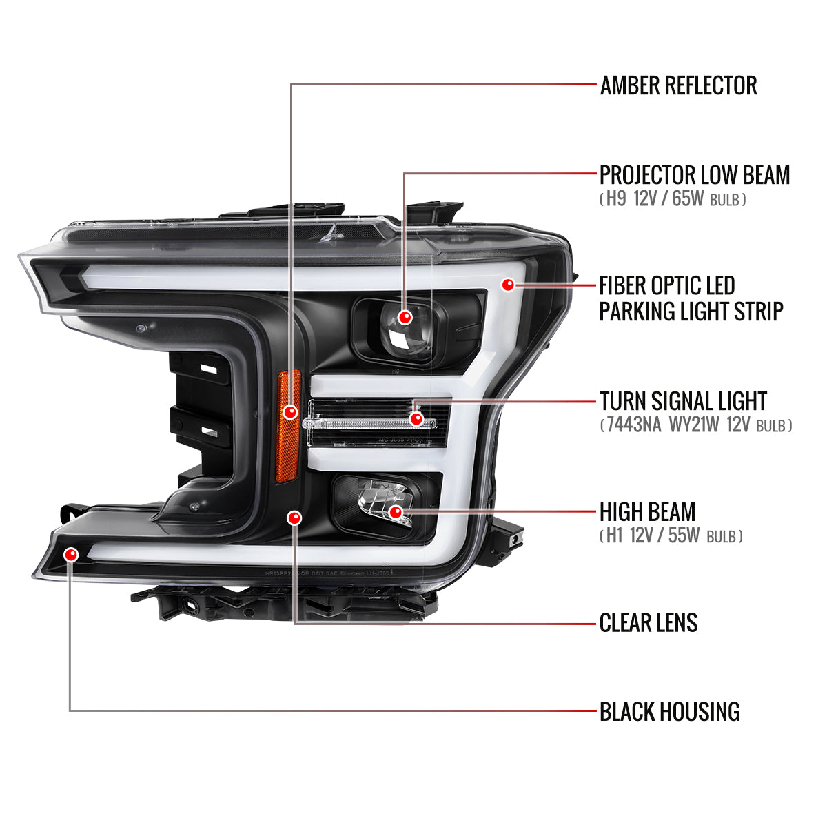Spec-D Ford F-150 20 black headlights