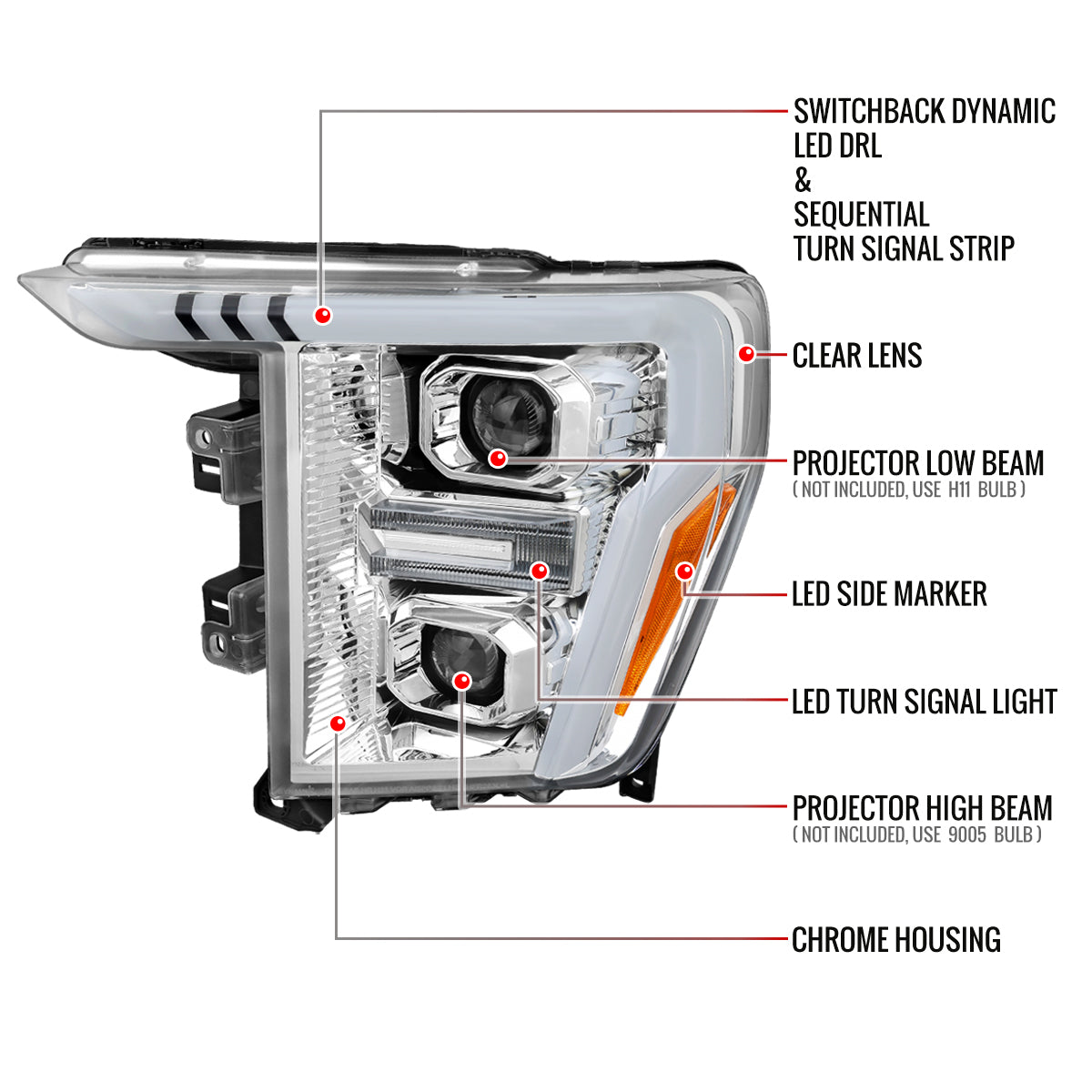 Spec-D Ford F-150 23 chrome headlights
