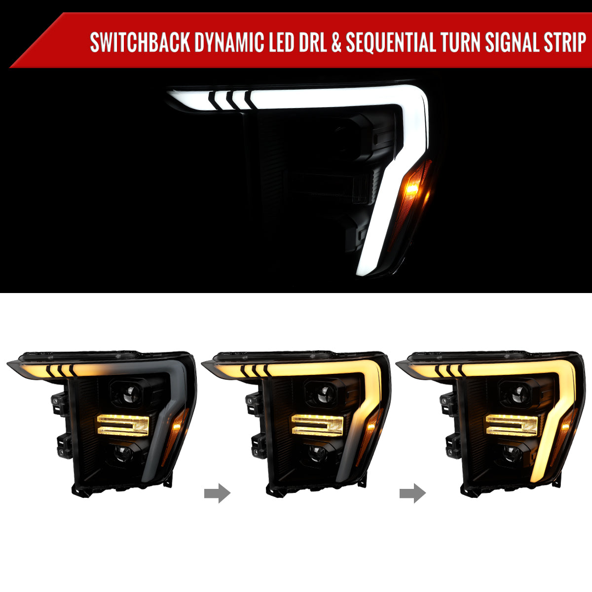 2022 Ford F-150 Spec-D black aftermarket headlights