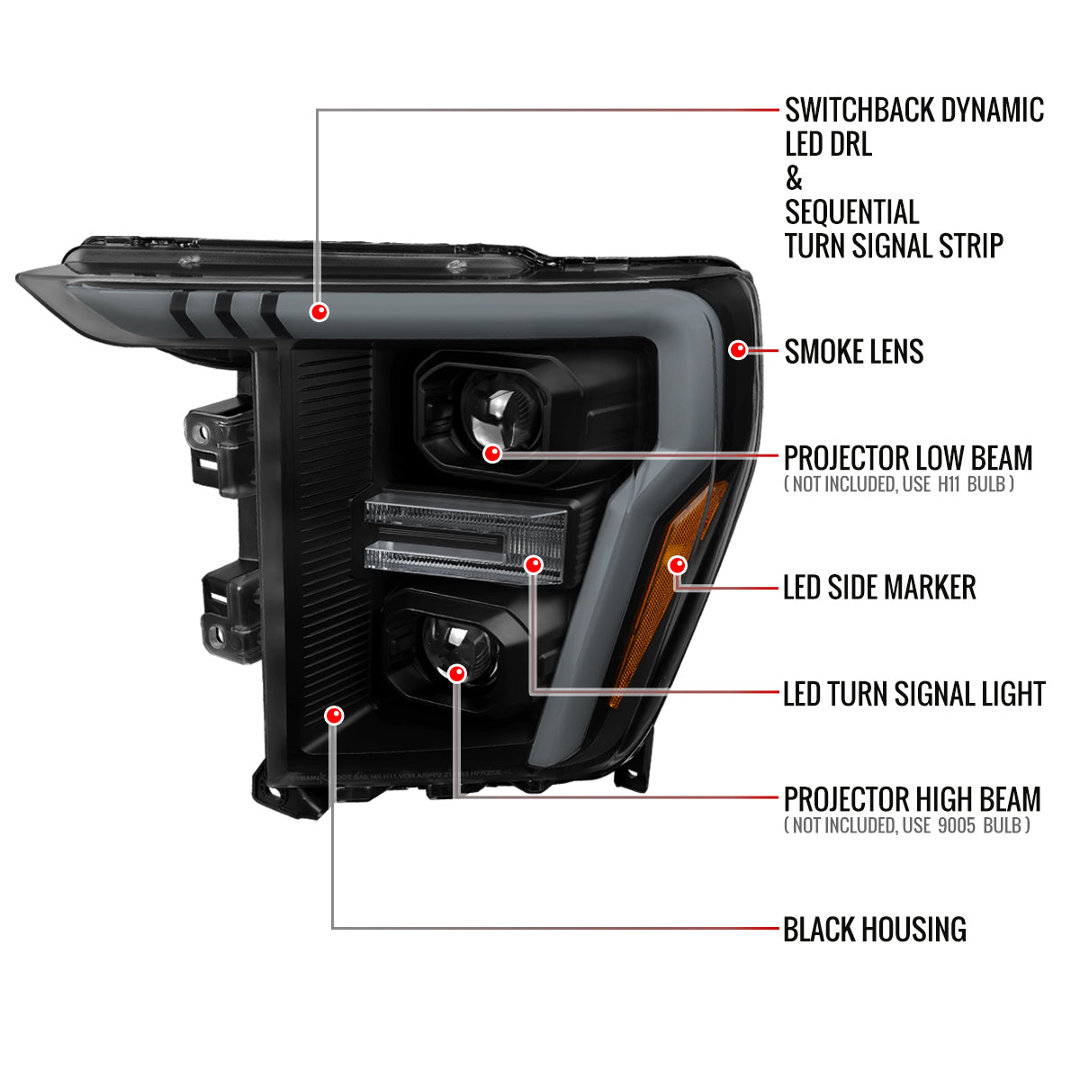 Spec-D Ford F-150 23 black headlights