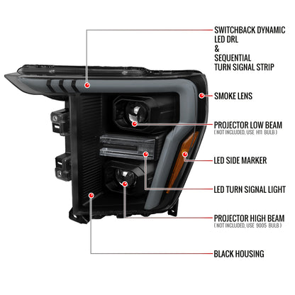 Spec-D Ford F-150 23 black headlights