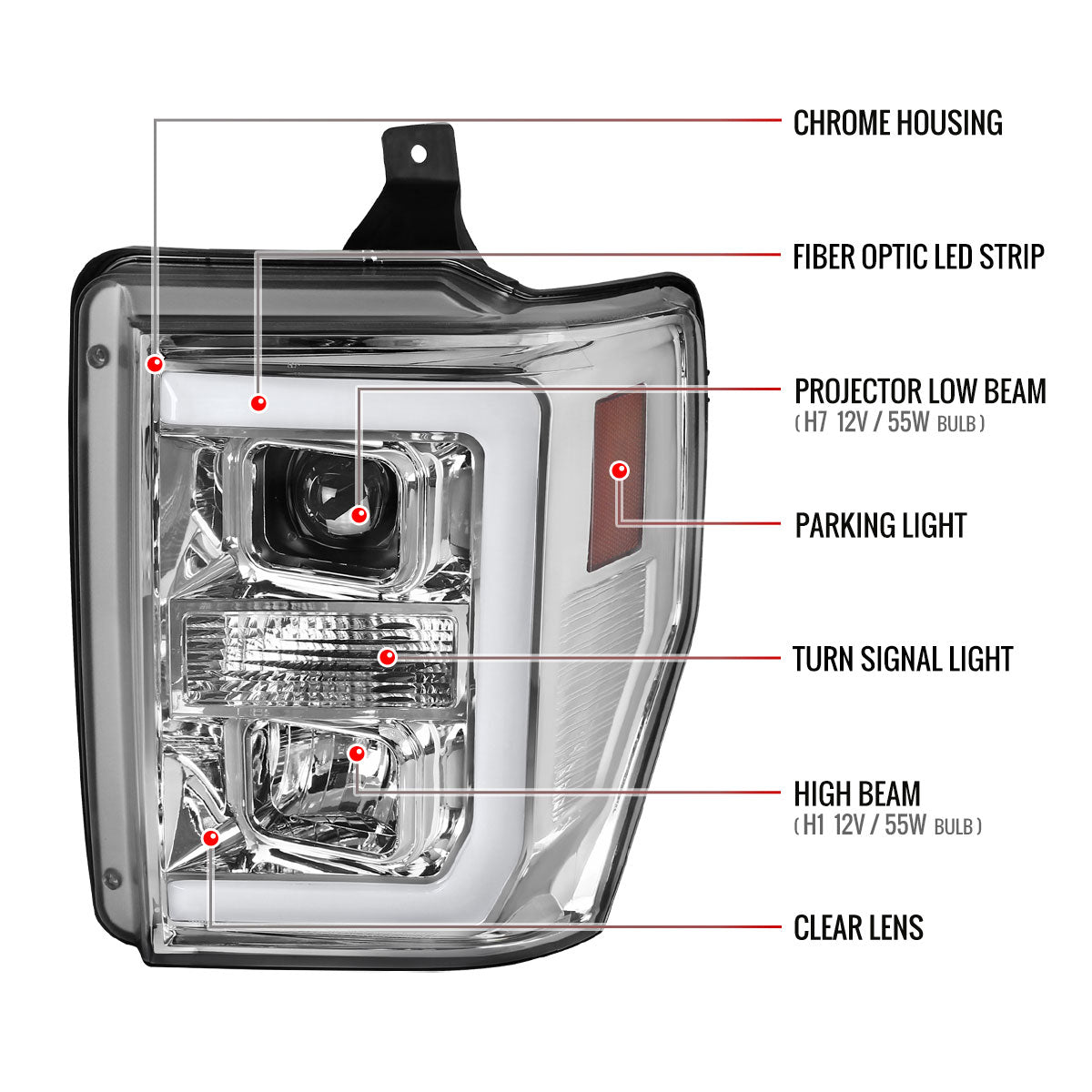 Spec-D Ford F-250 F-350 F-450 10 chrome headlights