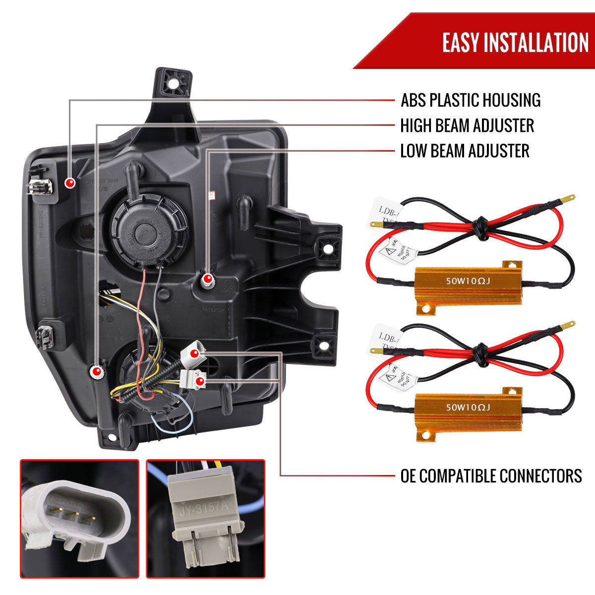 Spec-D 2008-2010 Ford F-250/F-350/F-450/F-550 LED Sequential Turn Signal Bar Projector J Black Headlights
