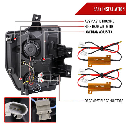 Spec-D 2008-2010 Ford F-250/F-350/F-450/F-550 LED Sequential Turn Signal Bar Projector J Black Headlights