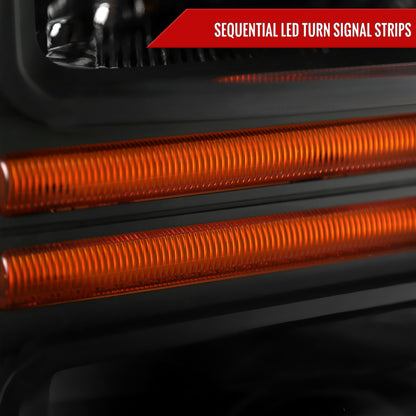 Spec-D 2008-2010 Ford F-250/F-350/F-450/F-550 Super Duty Projector w/ LED Sequential Turn Signal Black Headlights