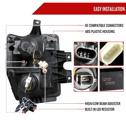 Spec-D 2008-2010 Ford F-250/F-350/F-450/F-550 Super Duty Projector w/ LED Sequential Turn Signal Black Headlights