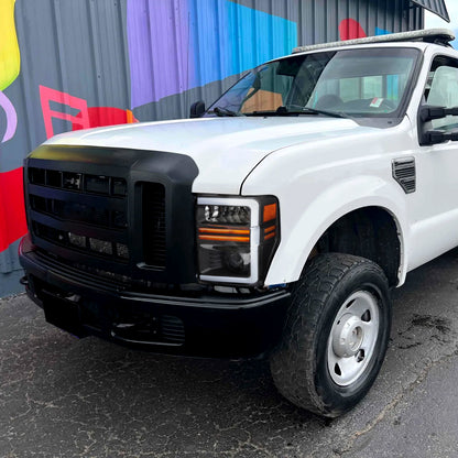 Spec-D 2008-2010 Ford F-250/F-350/F-450/F-550 Super Duty Projector w/ LED Sequential Turn Signal Black Headlights