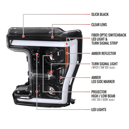 Spec-D Ford F-250 F-350 F-450 19 black headlights