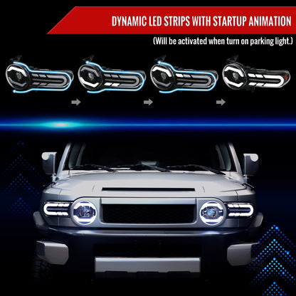 Spec-D 2007-2014 Toyota FJ Cruiser SEQ Projector Black Headlights