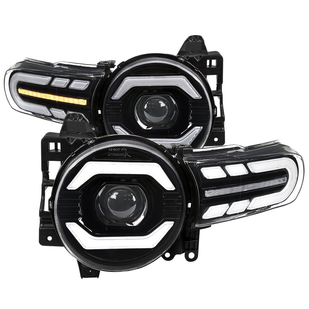 Spec-D 2007-2014 Toyota FJ Cruiser SEQ Projector Black Headlights