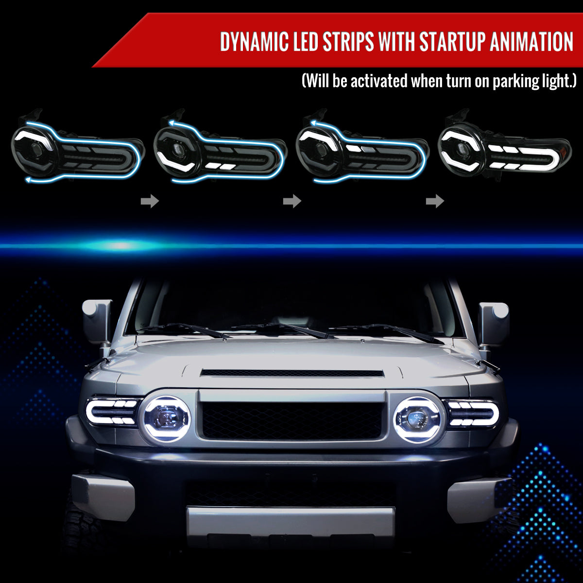 Spec-D 2009 FJ Cruiser black sequential headlights