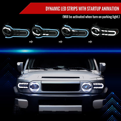 Spec-D 2009 FJ Cruiser black sequential headlights
