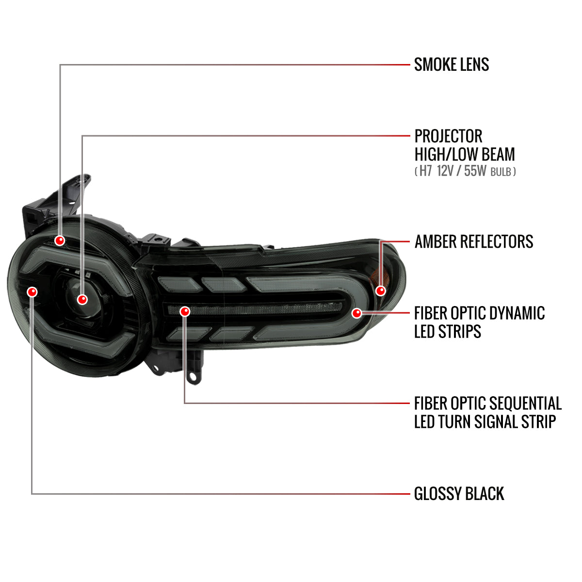 Spec-D FJ Cruiser 09 black headlights