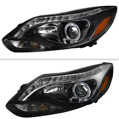 2013 Ford Focus Strip Spec-D black aftermarket headlights
