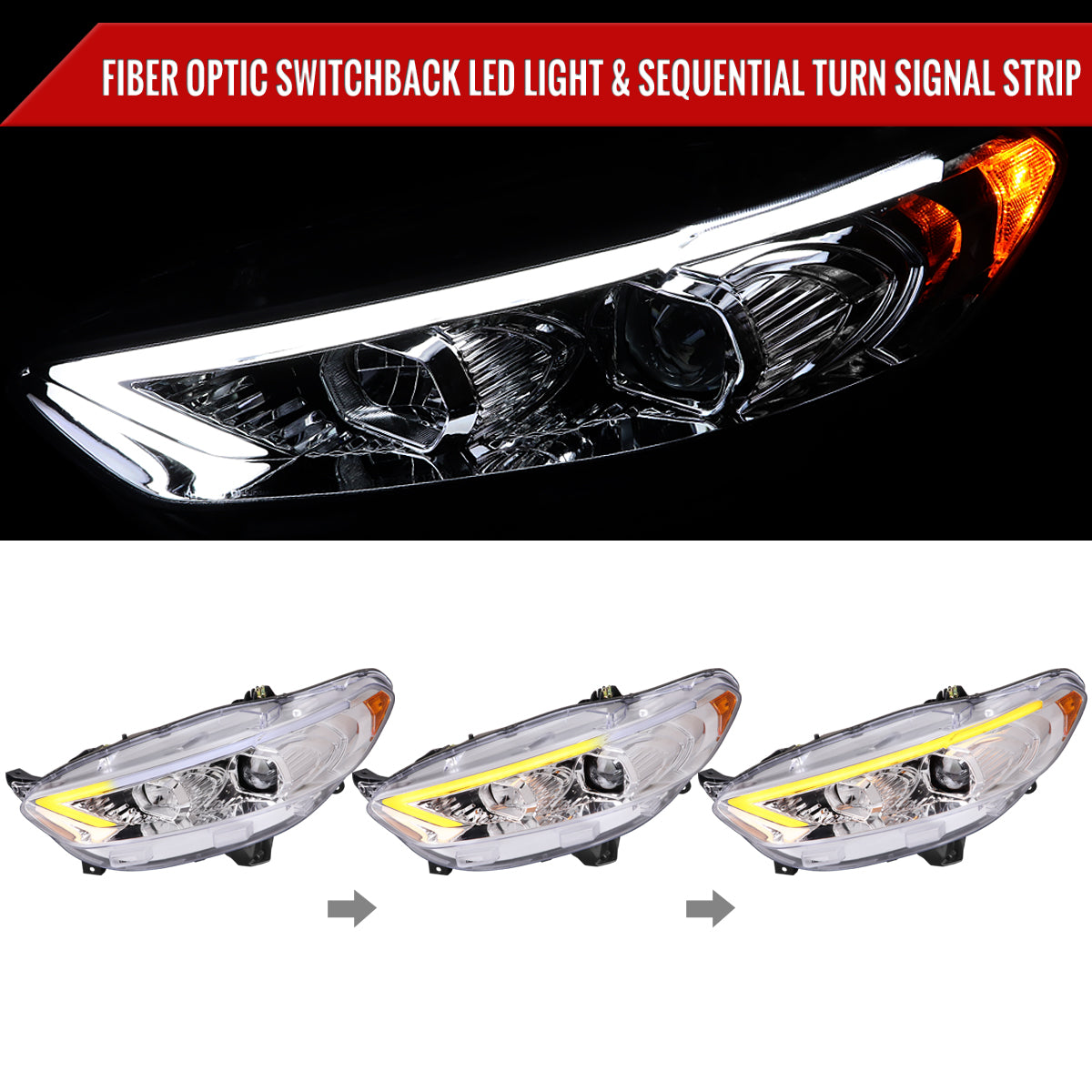 2014 Ford Fusion Spec-D chrome aftermarket headlights