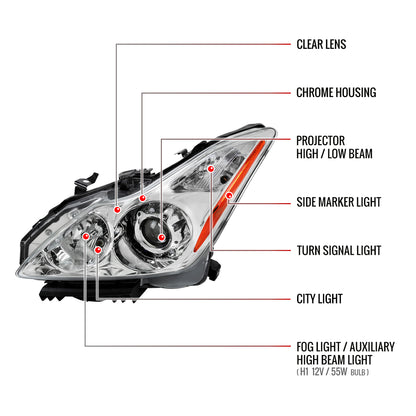Spec-D G37 Q60 2DR OE 10 chrome headlights