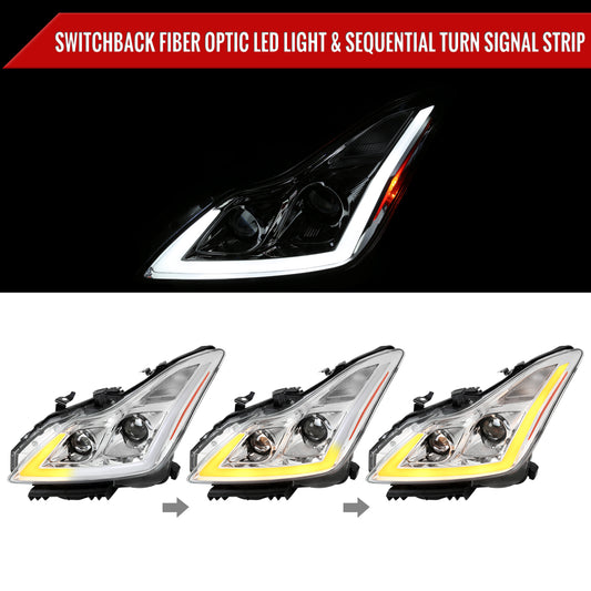 2009 G37 Q60 2DR Convertible Spec-D chrome aftermarket headlights