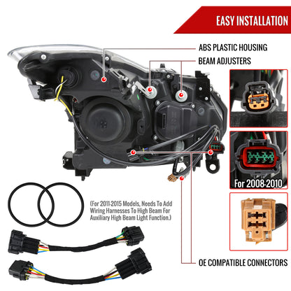 Spec-D 2008-2013 Infiniti G37/2014-2015 Q60 2 Door 2DR/Convertible OE Style Projector Black Headlights