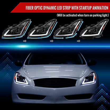 Spec-D 2008-2013 Infiniti G37/2014-2015 Q60 2DR/Convertible Sequential Switchback LED Turn Signal Projector Black Headlights