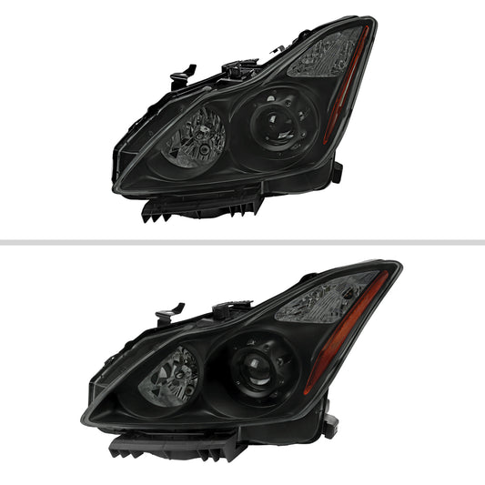 2009 G37 Q60 2DR OE Spec-D black aftermarket headlights