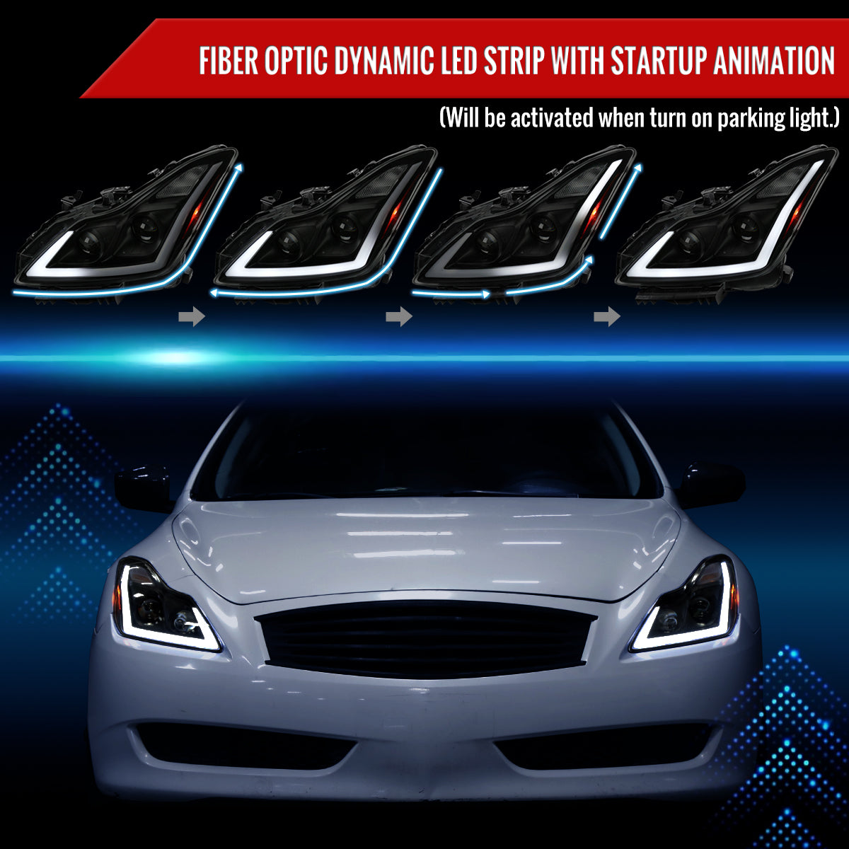 Spec-D 2010 G37 Q60 2DR Pro black sequential headlights