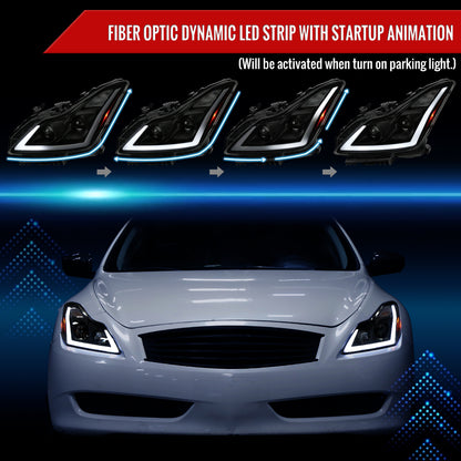 Spec-D 2010 G37 Q60 2DR Pro black sequential headlights