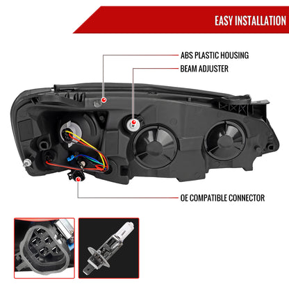 Spec-D 2005-2010 Pontiac G6 Projector OE Style with LED Bar Turn Signal Black Headlights