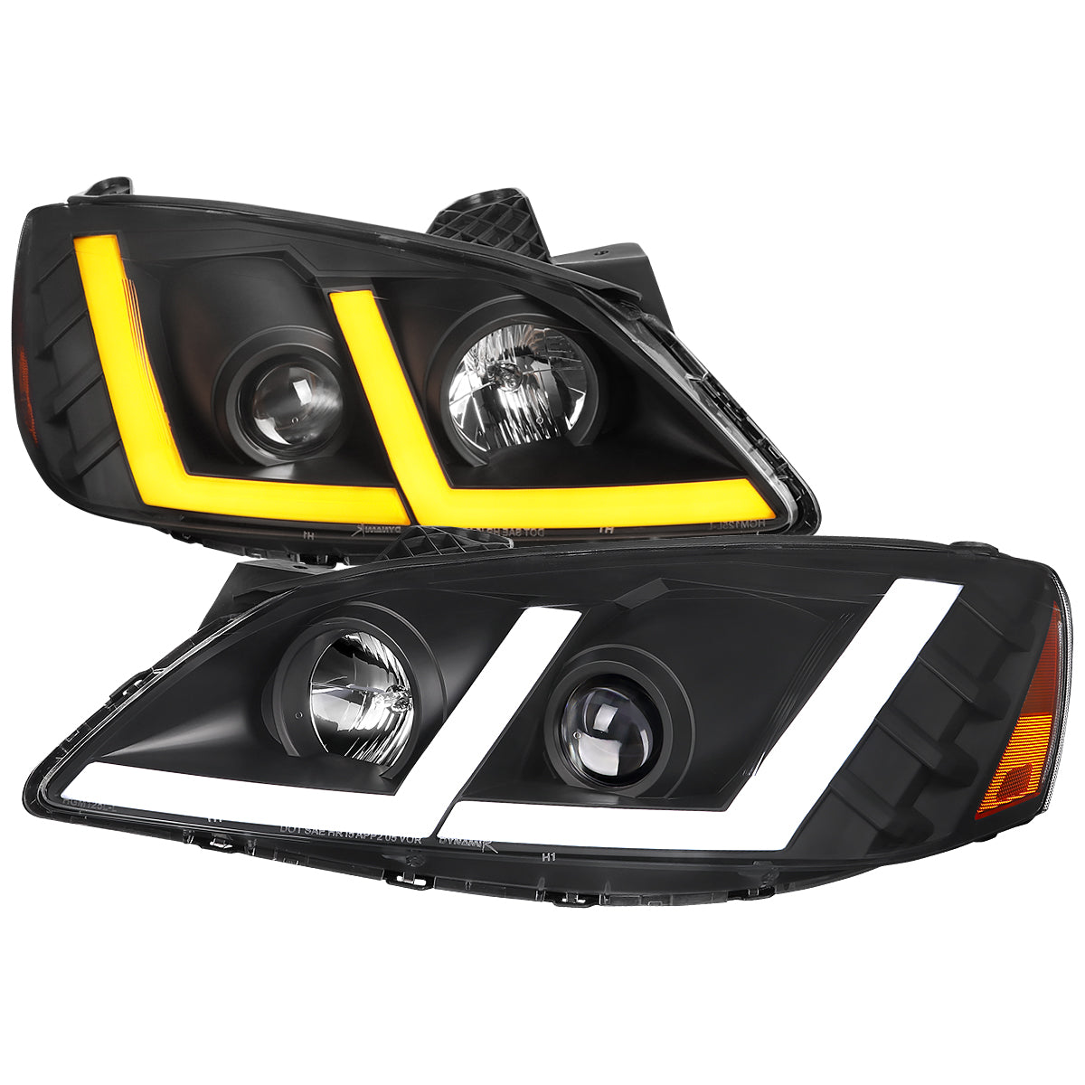 Spec-D 2005-2010 Pontiac G6 Projector OE Style with LED Bar Turn Signal Black Headlights