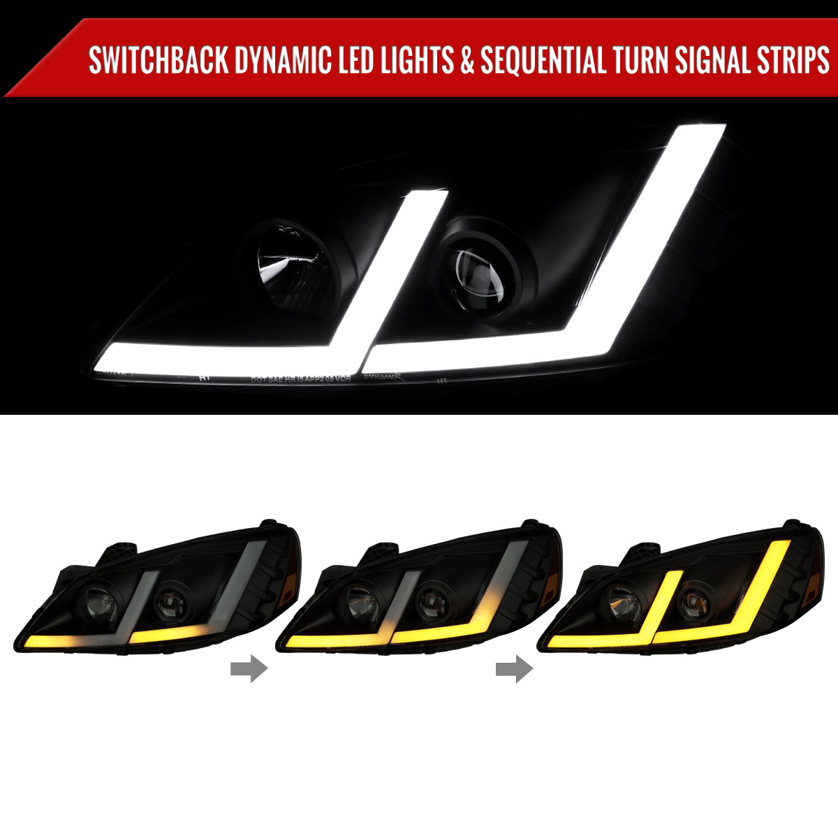 2006 Pontiac G6 StripSEQ Spec-D black aftermarket headlights