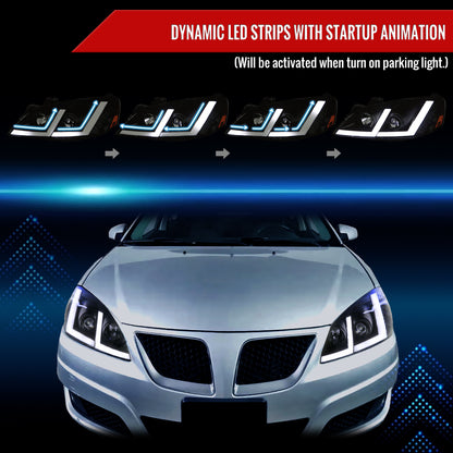 Spec-D 2007 Pontiac G6 StripSEQ black sequential headlights