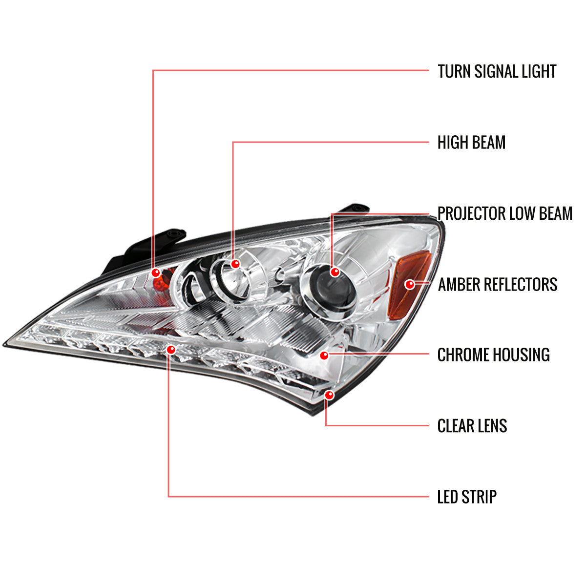 Spec-D 2012 Hyundai Genesis 2Dr Projector Headlights