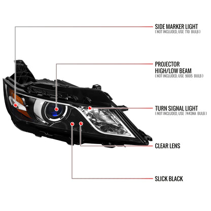 Spec-D Impala OE Pro - 16 jet black passenger-side headlights