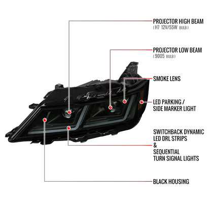 Spec-D Chevy Impala Full 16 black DRL headlights