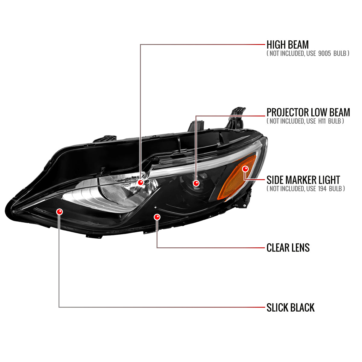 Spec-D Chevy Malibu OE GL 21 black headlights