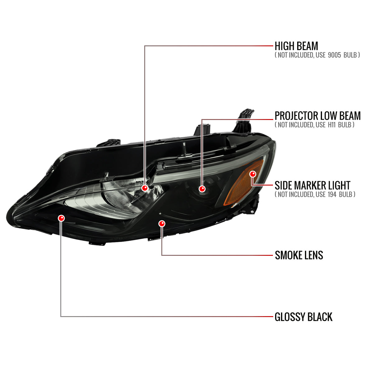 Spec-D Chevy Malibu OE 21 black headlights