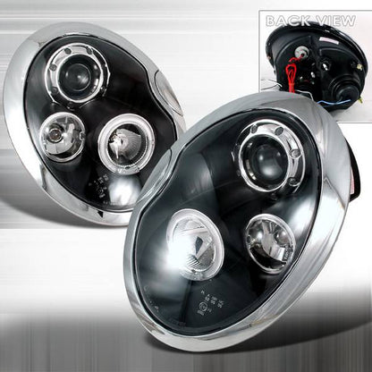 2002-2006 Cooper Headlights (Projector, Halo, in Black housing)