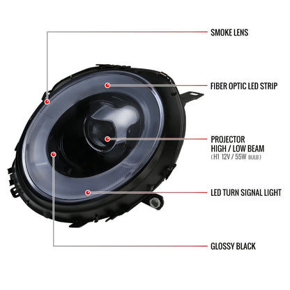 Spec-D Mini Cooper R55 R56 09 black headlights
