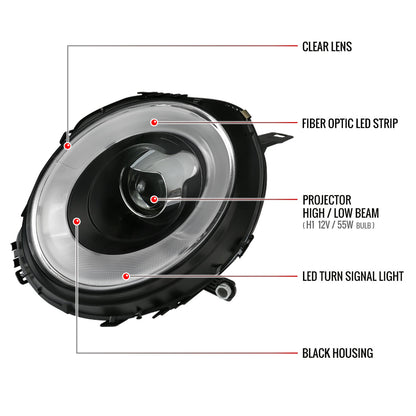 Spec-D 2007-2015 Mini Cooper R55 R56 R57 R58 R59 Projector Black Headlights